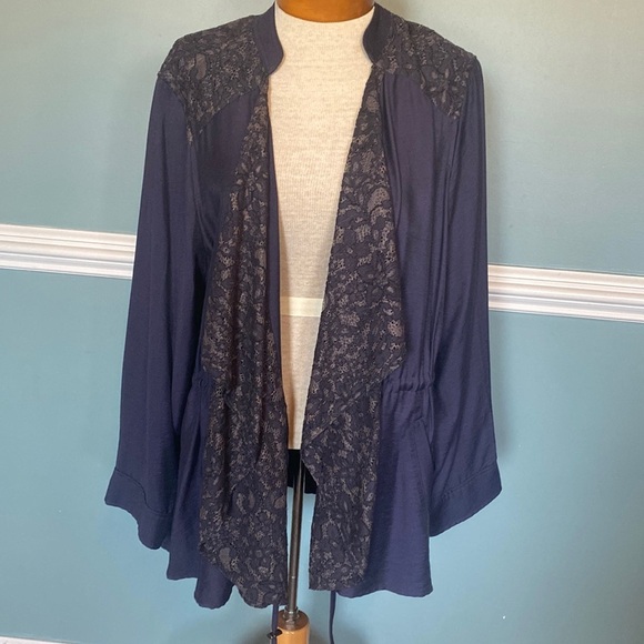 LOGO Lori Goldstein Jacket Size 30W Purple Lace Coat Rayon Lightweight Cardigan - Picture 1 of 7